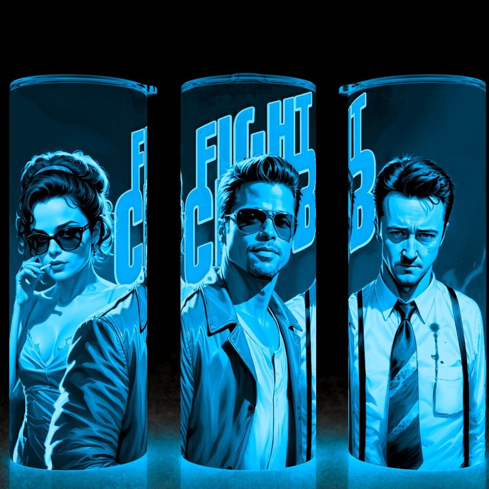 Glow in the Dark Fight Club 90s Tyler Durden - Bradd Pitt Movie Cup Mug Tumbler